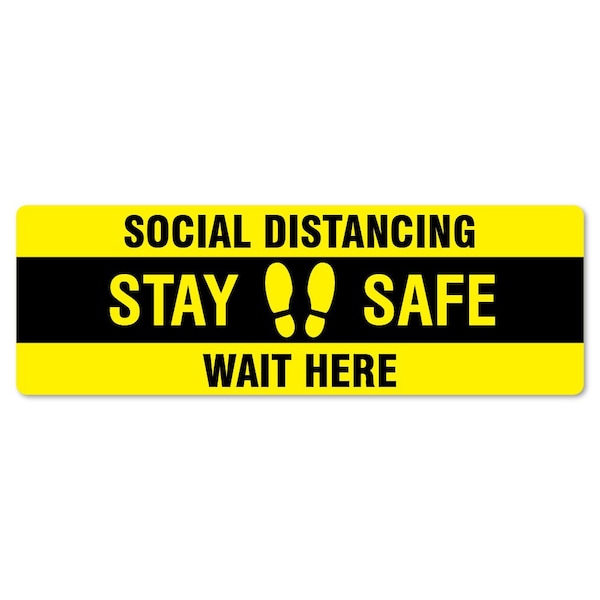 Stay Safe Wait Here Non-Slip Floor Graphic, 18in Vinyl Decal, 16" x 16", FD-R-16-99985